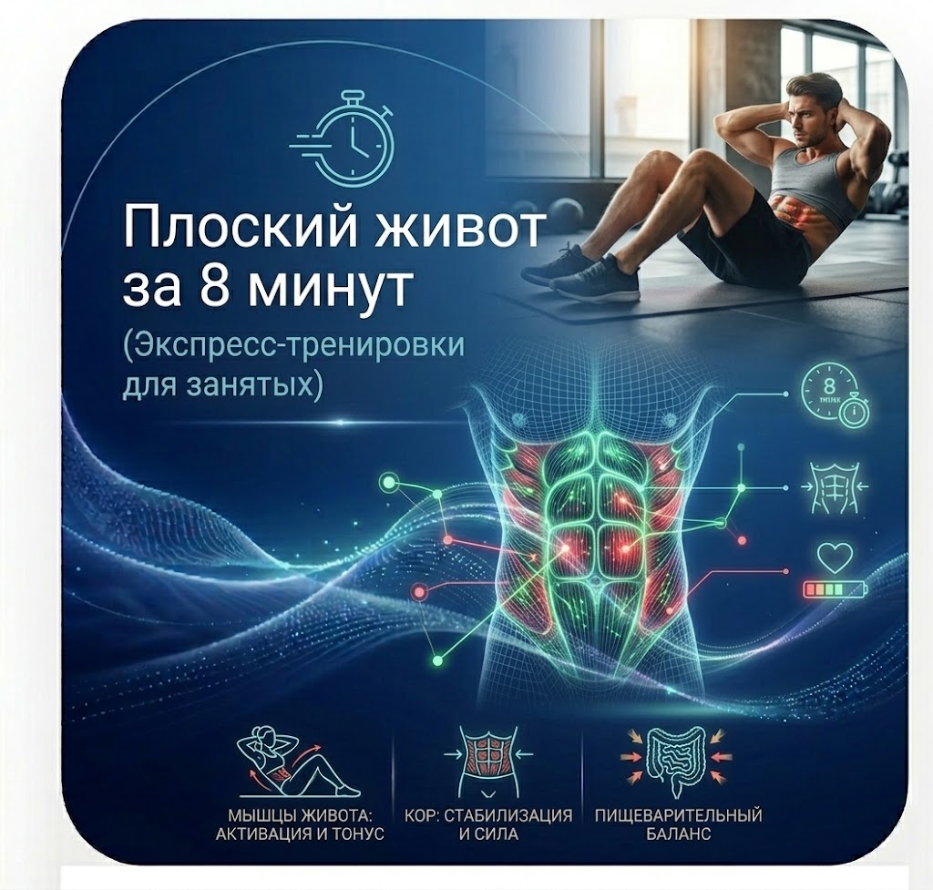 Плоский живот за 8 минут